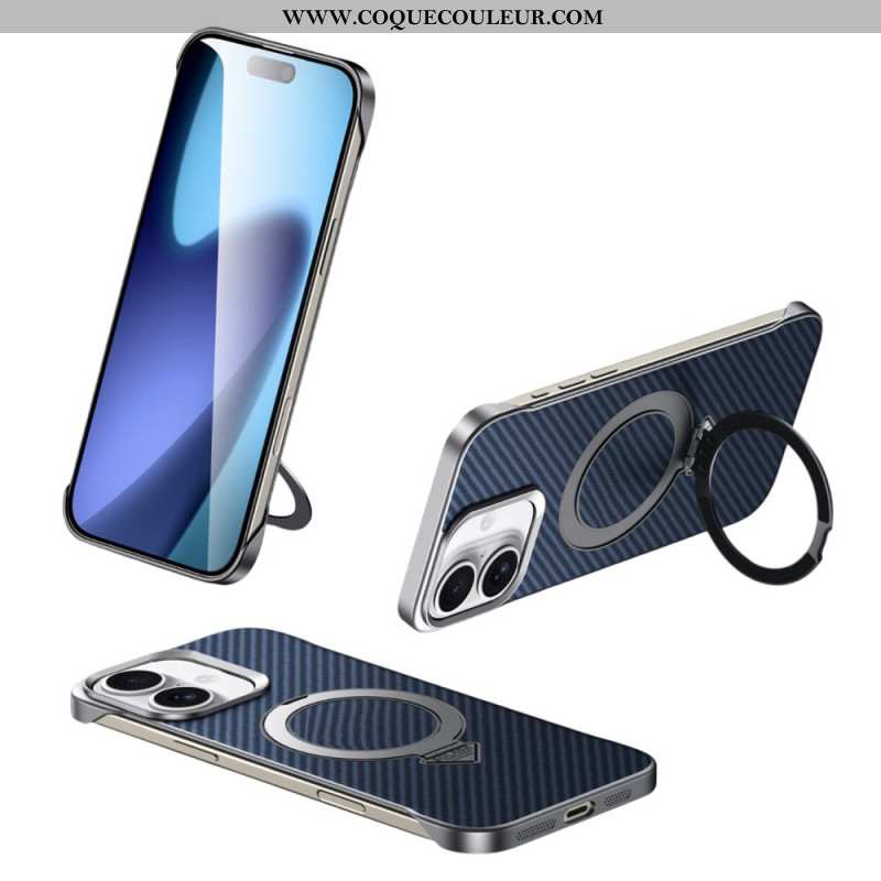 Coque iPhone 17 Compatible MagSafe Effet Cuir avec Support