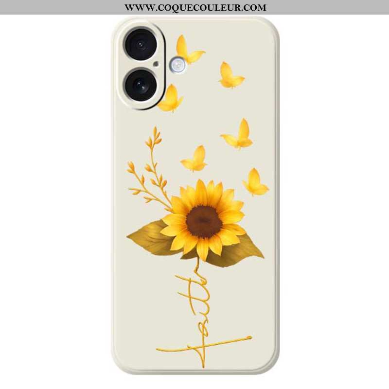 Coque iPhone 17 Silicone Liquide Tournesol