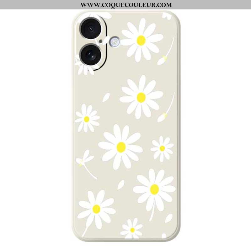 Coque iPhone 17 Silicone Liquide Marguerites