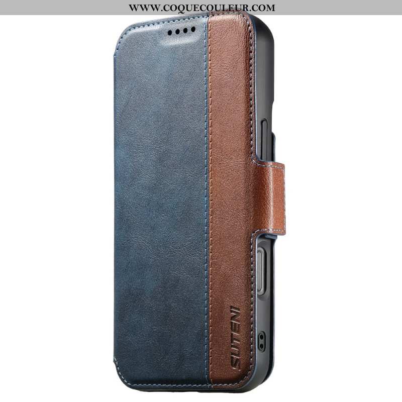 Housse iPhone 17 MagSafe Cuir Texturé Bicolore