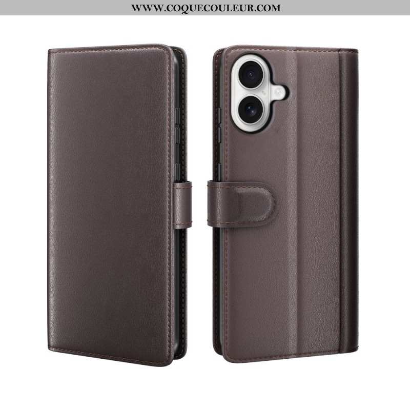 Housse iPhone 17 Portefeuille Cuir Véritable