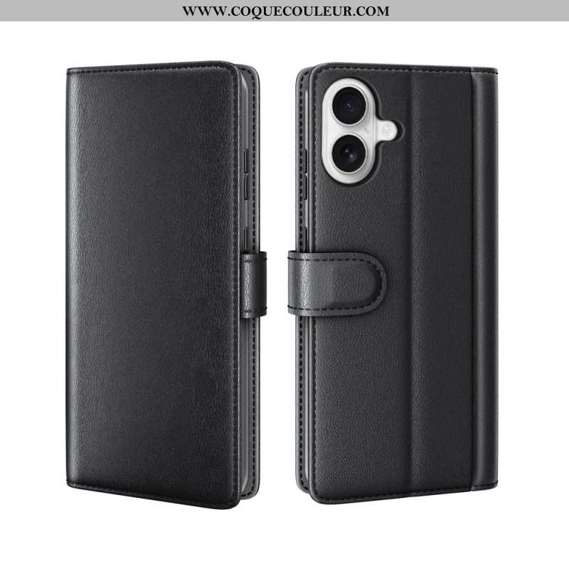 Housse iPhone 17 Portefeuille Cuir Véritable