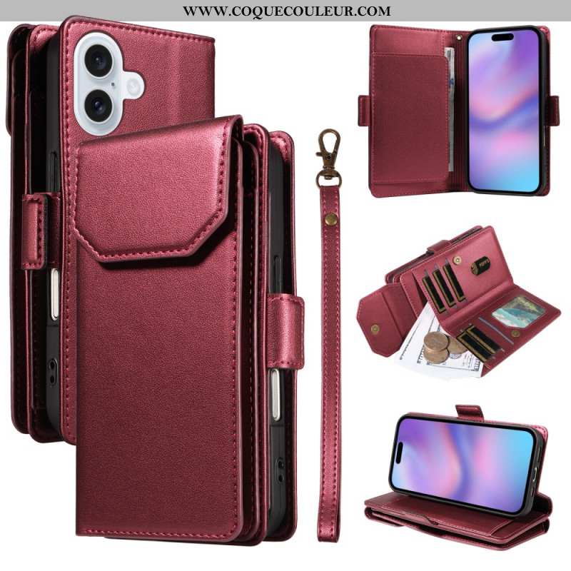 Housse iPhone 17 Multiples Porte-Cartes et dragonne