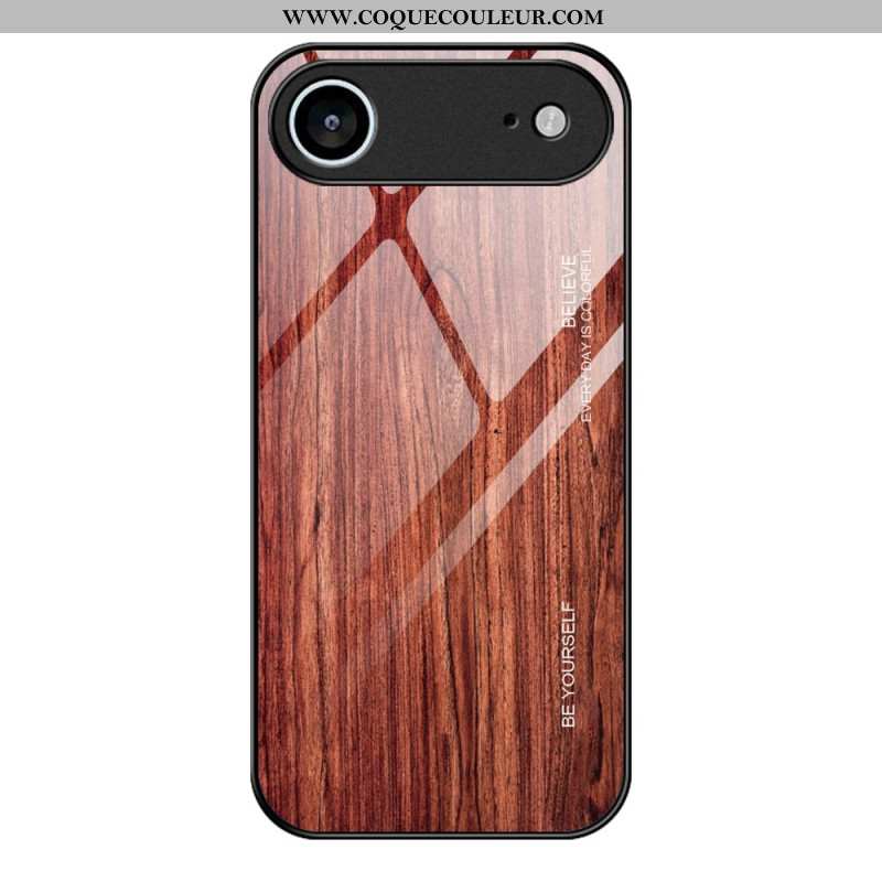 Coque iPhone Air Verre Trempé Effet Bois