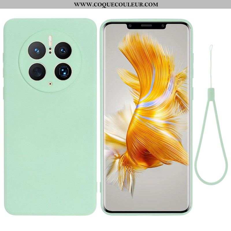 Coque Huawei Mate 50 Pro Silicone Liquide avec Lanière