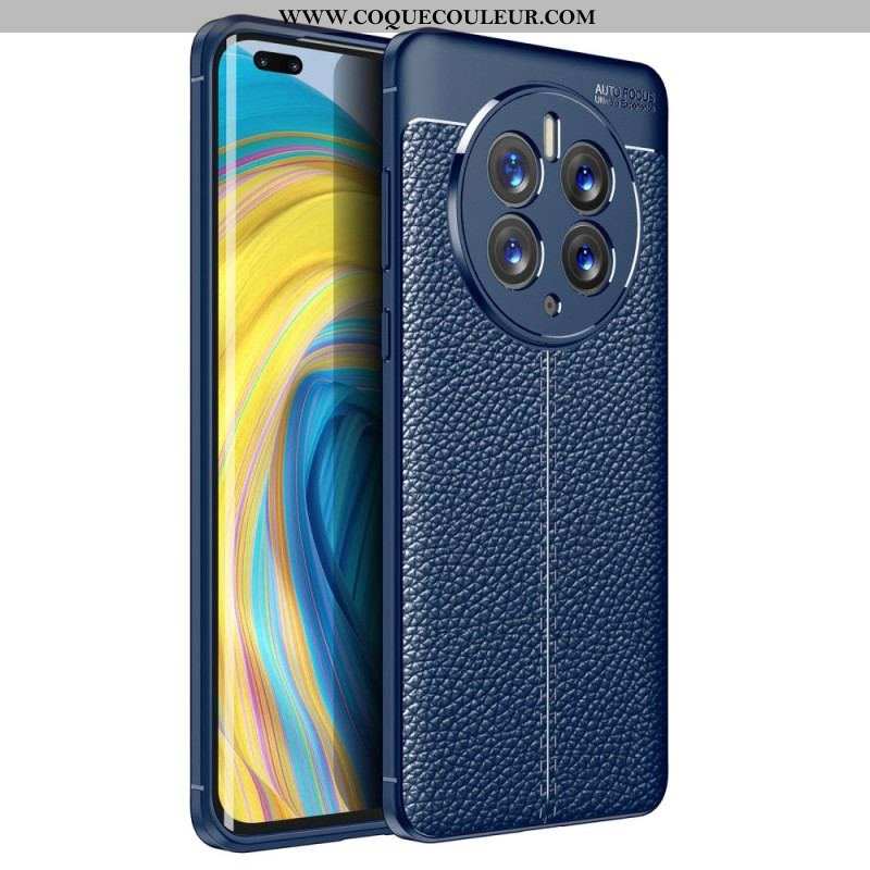 Coque Huawei Mate 50 Pro Effet Cuir Litchi Double Line