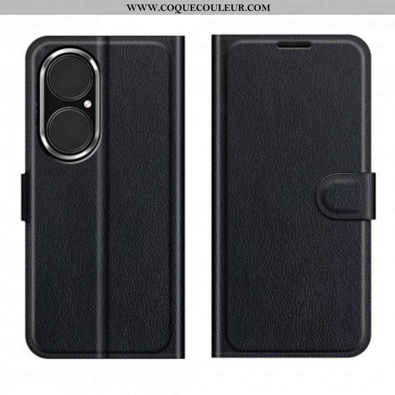 Housse Huawei P50 Style Cuir Litchi Classique