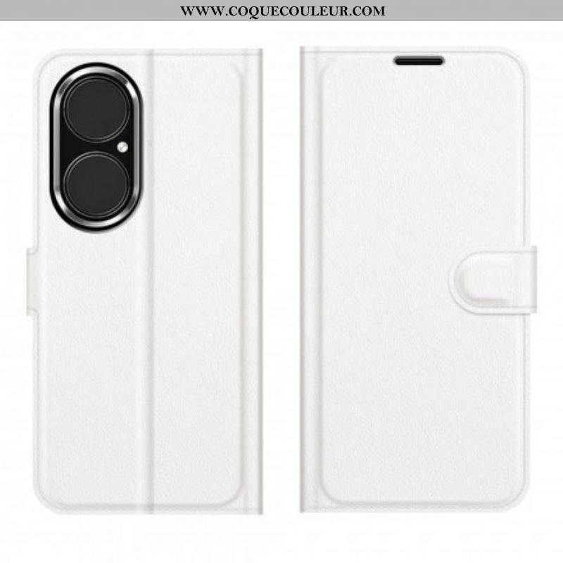 Housse Huawei P50 Style Cuir Litchi Classique