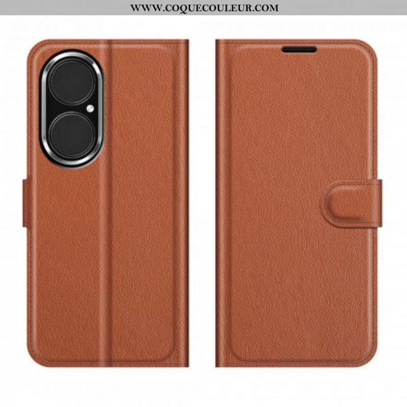 Housse Huawei P50 Style Cuir Litchi Classique