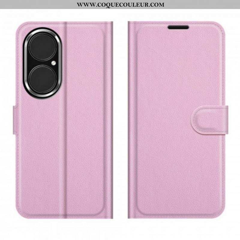 Housse Huawei P50 Style Cuir Litchi Classique