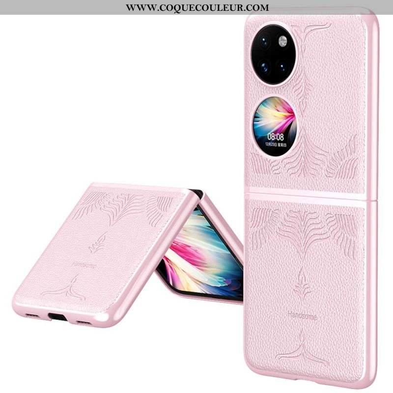 Coque Huawei P50 Pocket Simili Cuir Florale Rétro