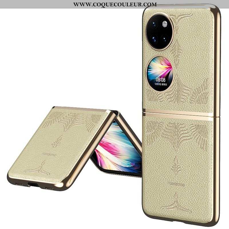 Coque Huawei P50 Pocket Simili Cuir Florale Rétro