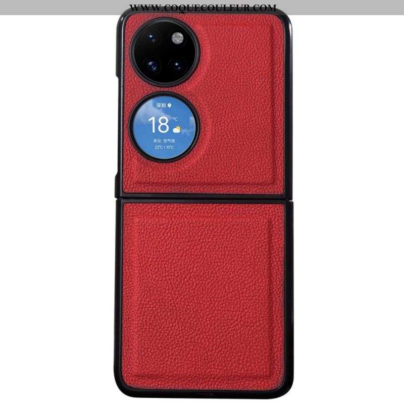 Coque Huawei P50 Pocket Véritable Cuir Design