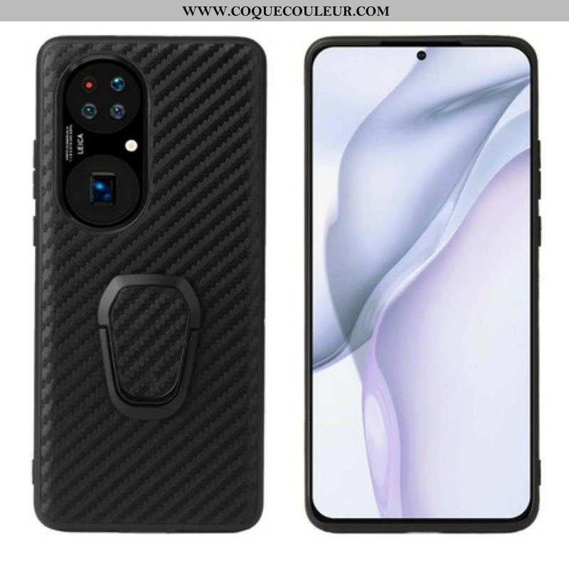 Coque Huawei P50 Pro Fibre Carbone Anneau-Support