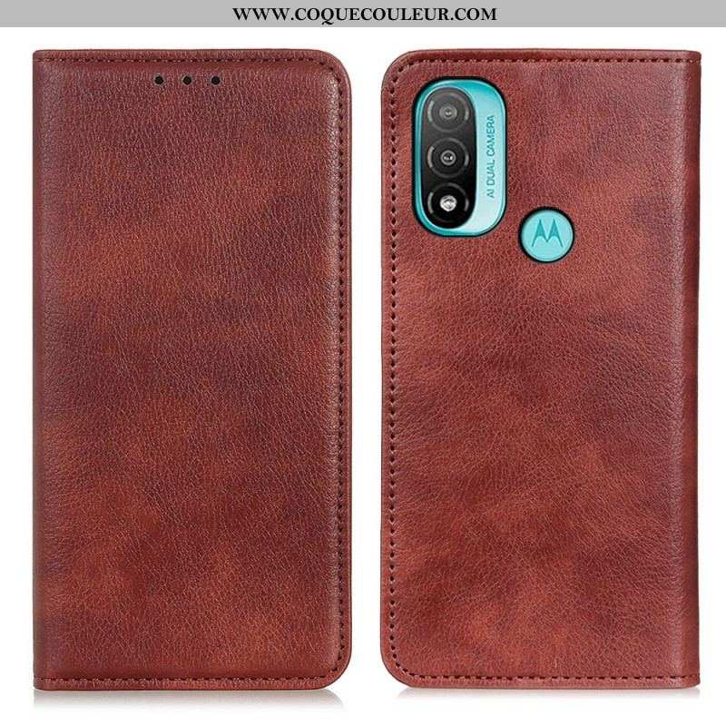 Flip Cover Moto E40 / E30 / E20 Cuir Fendu Texturé