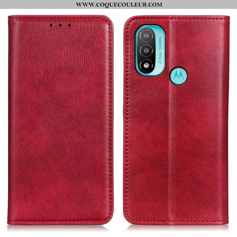 Flip Cover Moto E40 / E30 / E20 Cuir Fendu Texturé