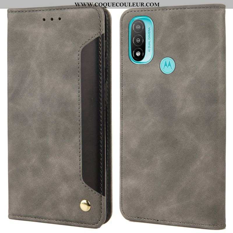 Flip Cover Moto E40 / E30 / E20 Effet Cuir Business Bicolore