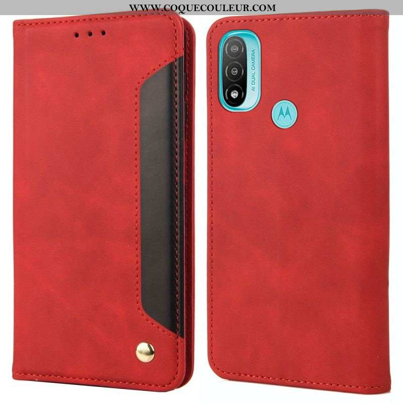 Flip Cover Moto E40 / E30 / E20 Effet Cuir Business Bicolore