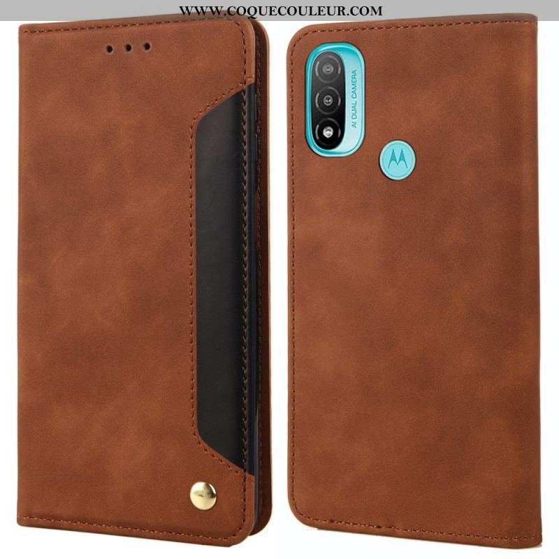 Flip Cover Moto E40 / E30 / E20 Effet Cuir Business Bicolore