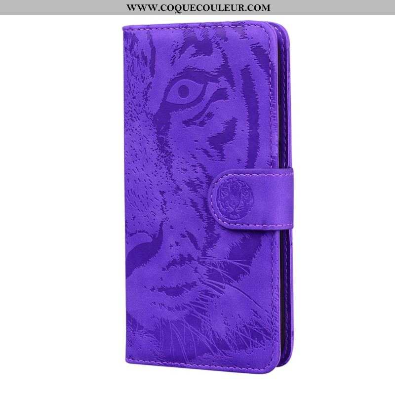 Housse Moto E40 / E30 / E20 Empreinte Face de Tigre