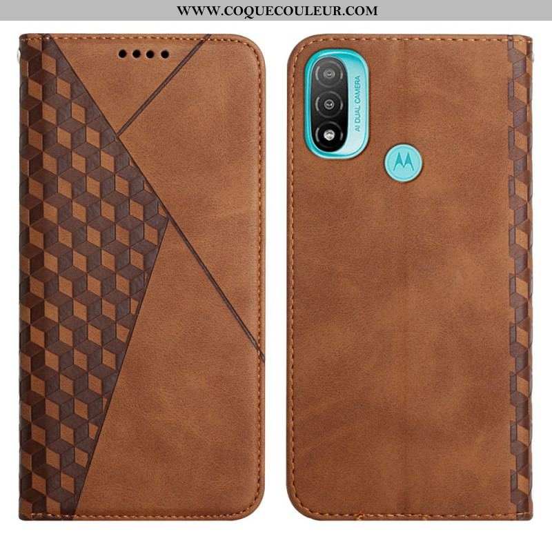 Flip Cover Moto E40 / E30 / E20 Effet Cuir Géo