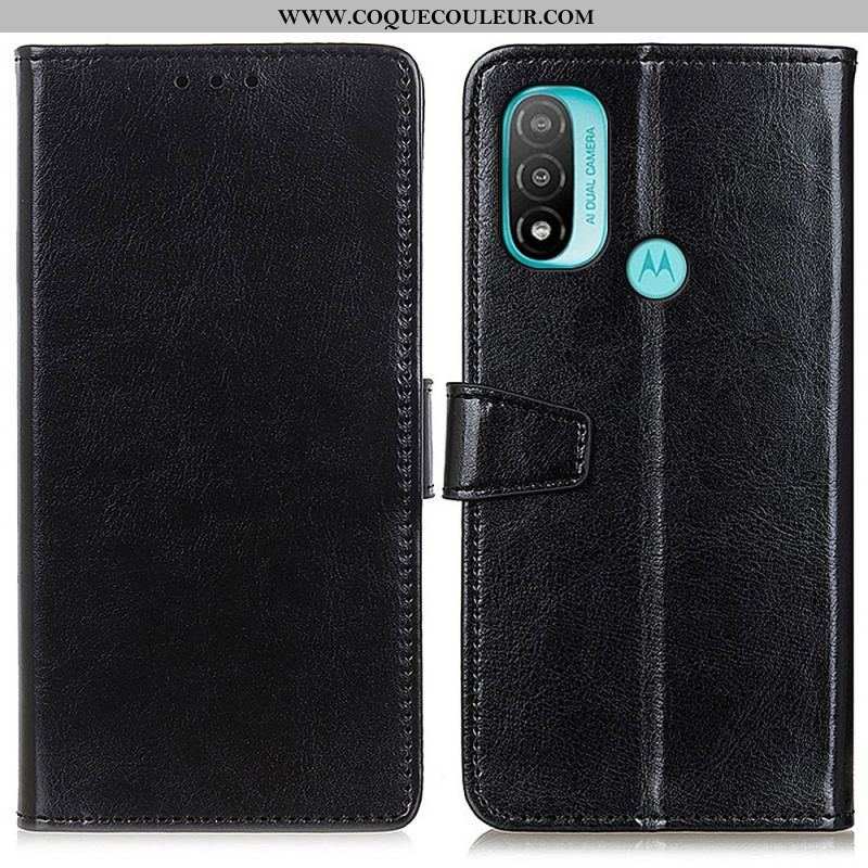 Housse Moto E40 / E30 / E20 Effet Cuir Brillant Simple