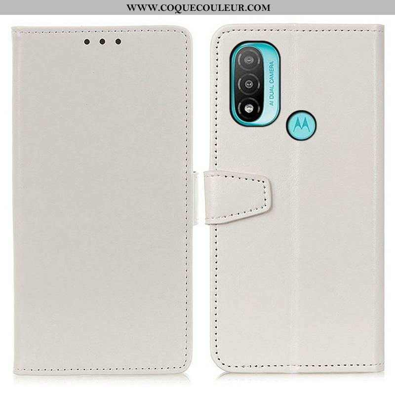 Housse Moto E40 / E30 / E20 Effet Cuir Brillant Simple