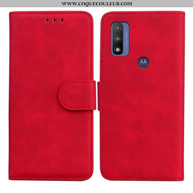 Housse Moto E40 / E30 / E20 Effet Cuir Monochrome