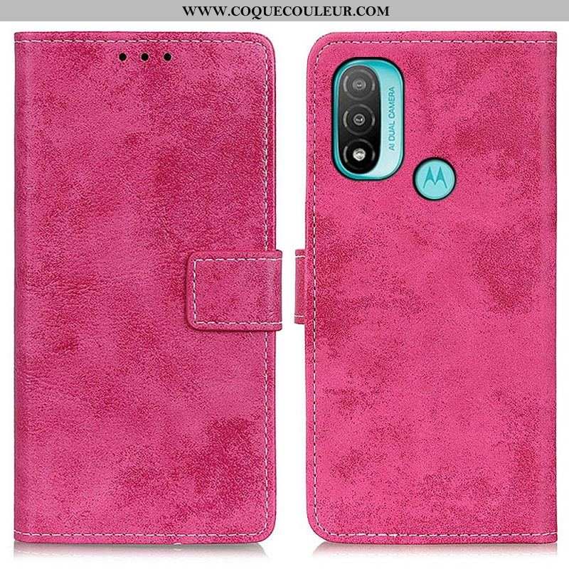 Housse Moto E40 / E30 / E20 Effet Cuir Vintage