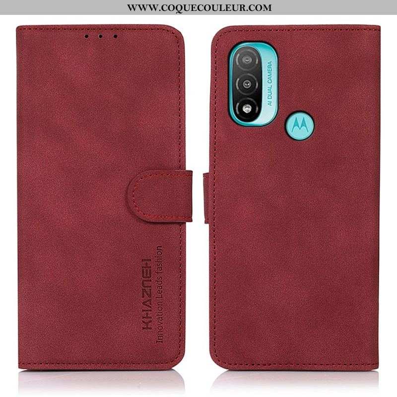 Housse Moto E40 / E30 / E20 Effet Cuir Fashion KHAZNEH