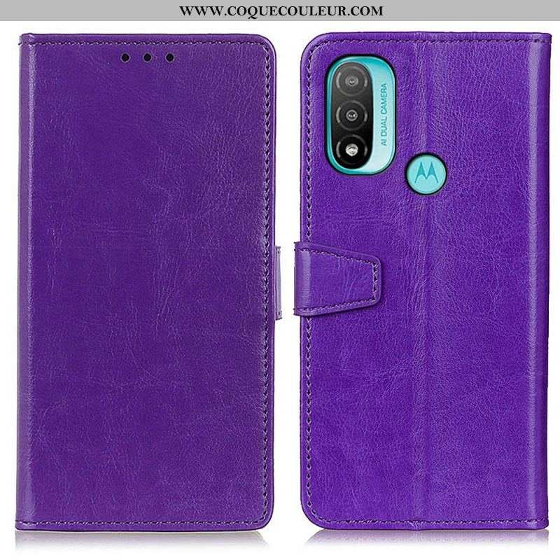 Housse Moto E40 / E30 / E20 Effet Cuir Brillant Simple