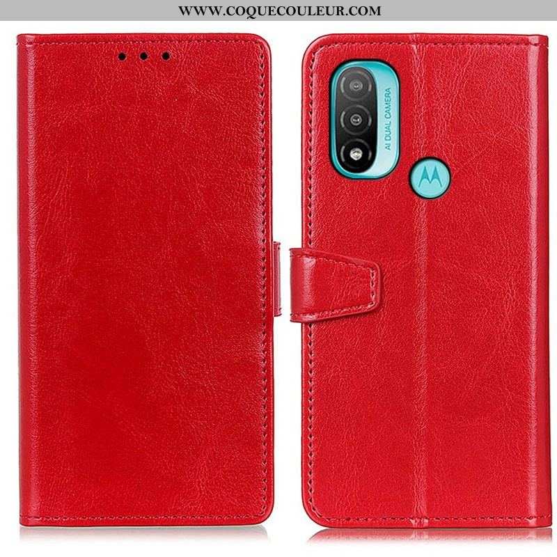 Housse Moto E40 / E30 / E20 Effet Cuir Brillant Simple