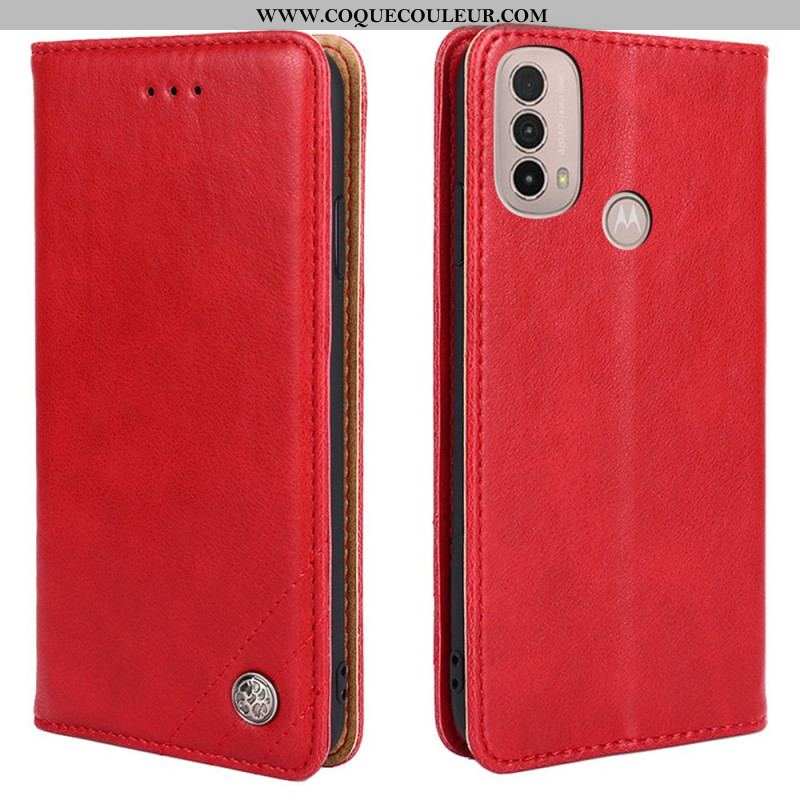 Flip Cover Moto E40 / E30 / E20 Style Cuir Rivet