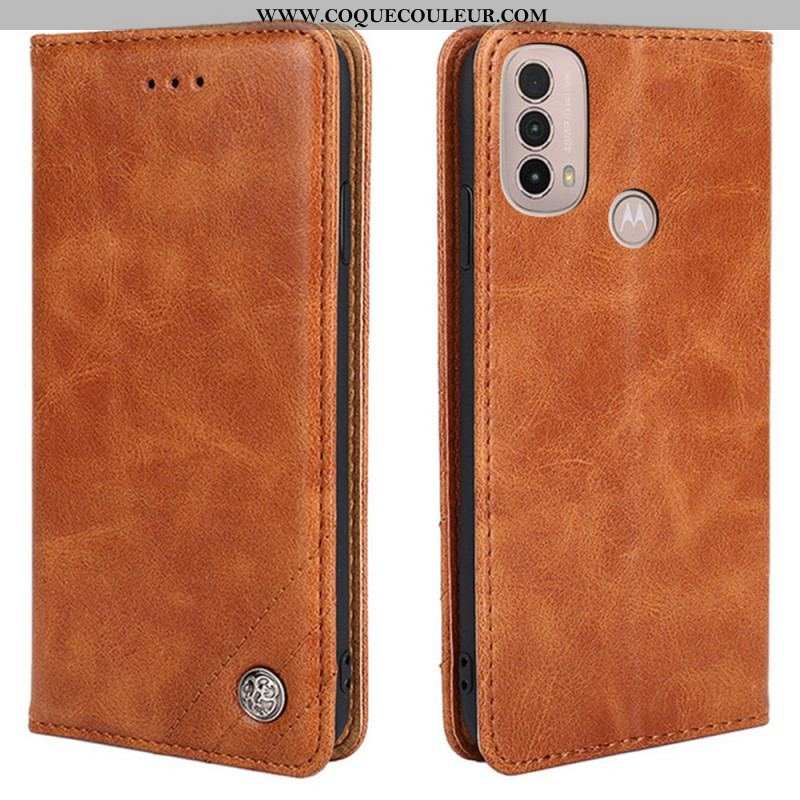 Flip Cover Moto E40 / E30 / E20 Style Cuir Rivet