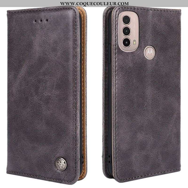 Flip Cover Moto E40 / E30 / E20 Style Cuir Rivet