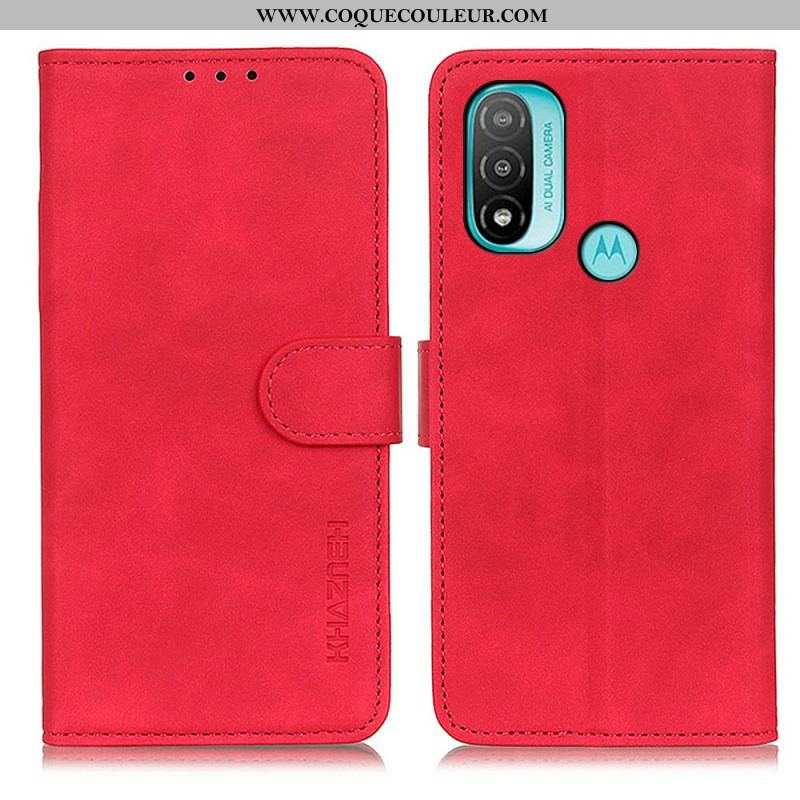 Housse Moto E40 / E30 / E20 Effet Cuir Vintage KHAZNEH