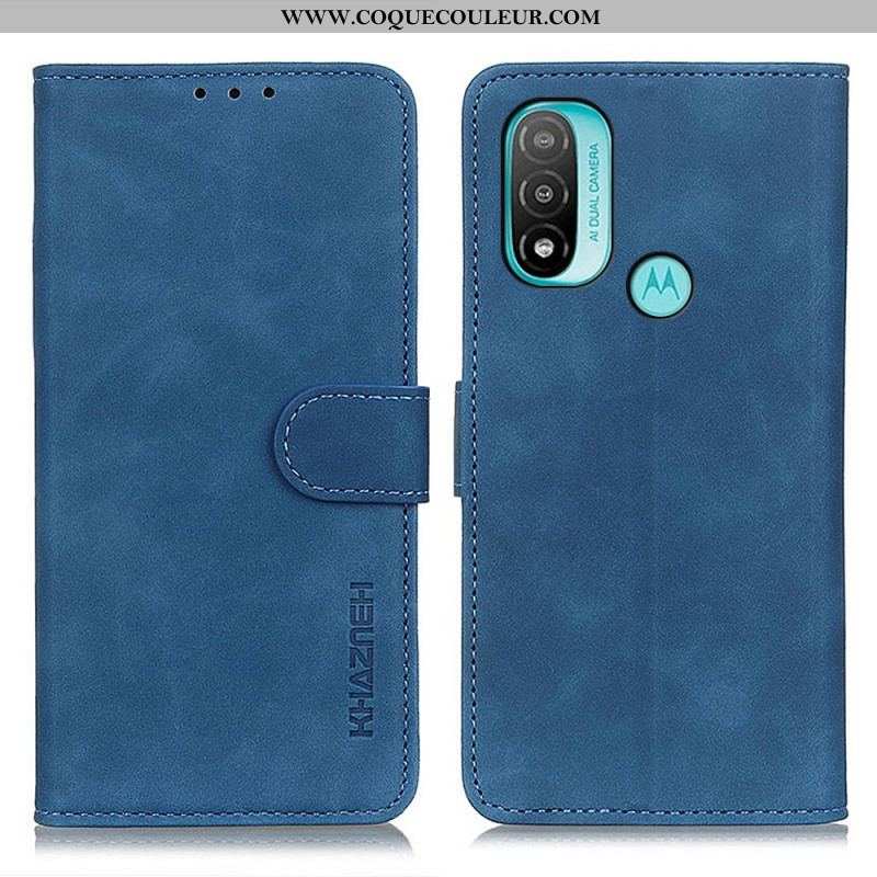 Housse Moto E40 / E30 / E20 Effet Cuir Vintage KHAZNEH