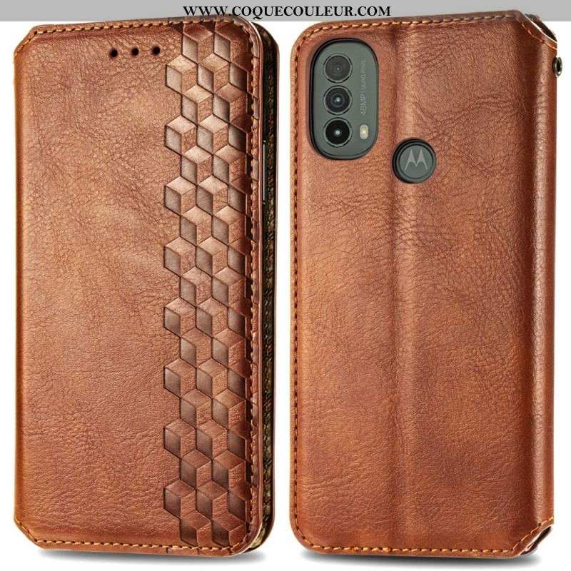 Flip Cover Moto E40 / E30 / E20 Effet Cuir Texture Diamant