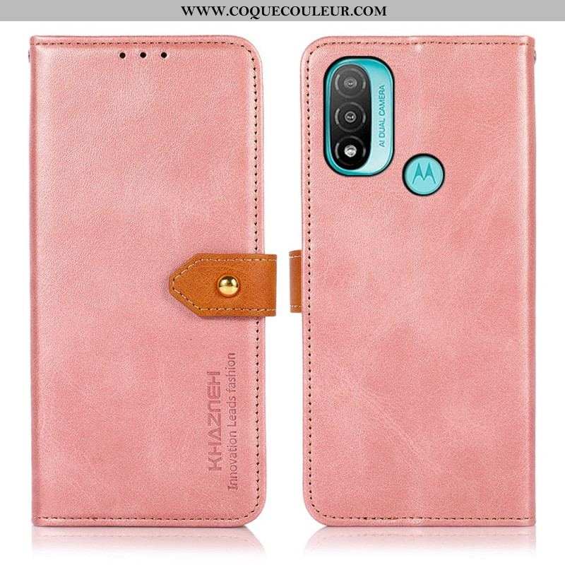 Housse Moto E40 / E30 / E20 Bicolore Fermoir Doré KHAZNEH