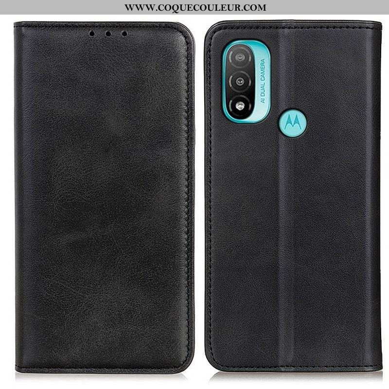 Flip Cover Moto E40 / E30 / E20 Cuir Fendu Élégance