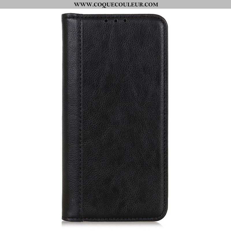 Flip Cover Moto E40 / E30 / E20 Cuir Litchi Fendu Élégance