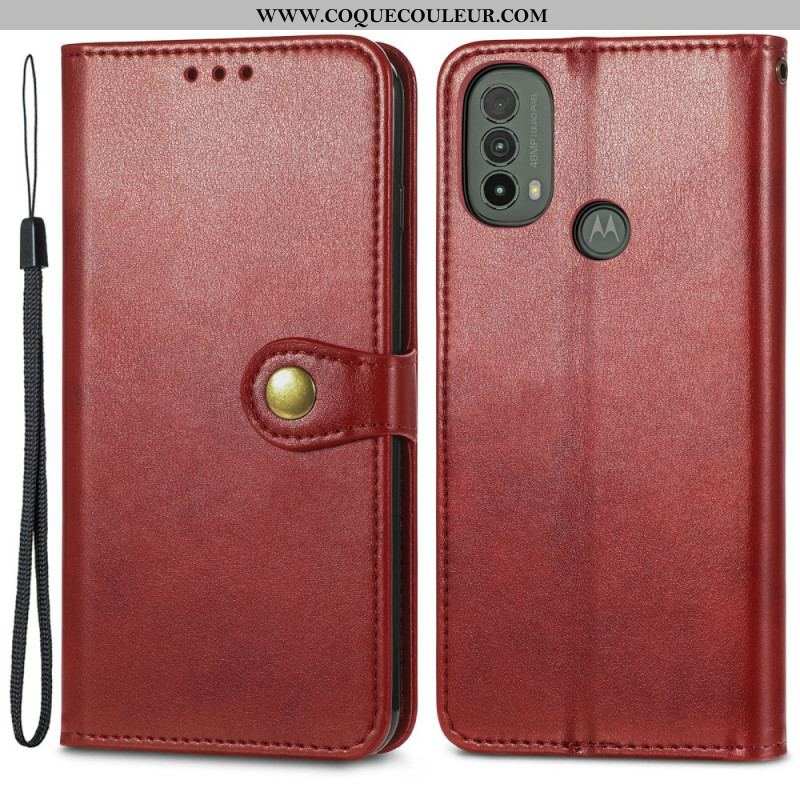 Housse Moto E40 / E30 / E20 Simili Cuir et Fermoir Vintage