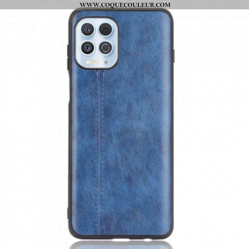 Coque Moto G100 Effet Cuir Couture