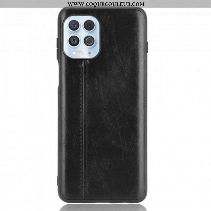 Coque Moto G100 Effet Cuir Couture