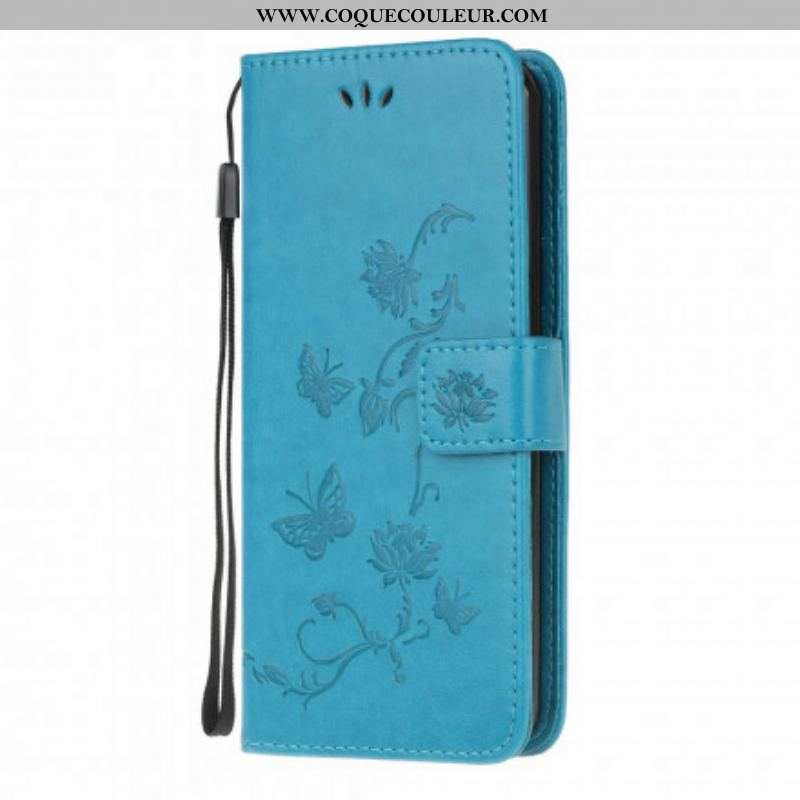 Housse Moto G100 Papillons Et Fleurs À Lanière