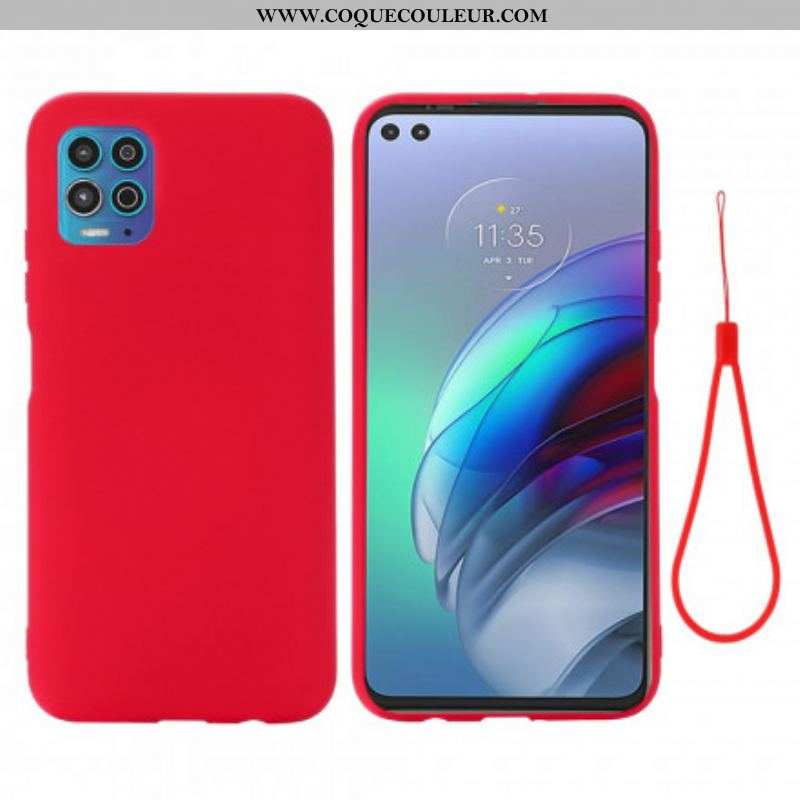 Coque Moto G100 Silicone Liquide avec Lanière