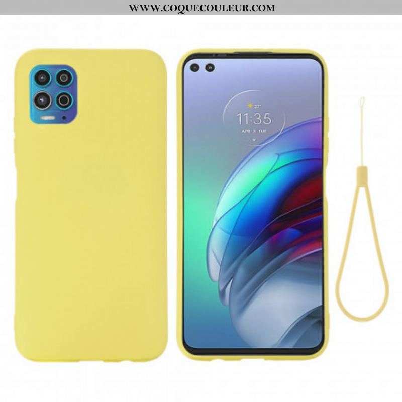 Coque Moto G100 Silicone Liquide avec Lanière