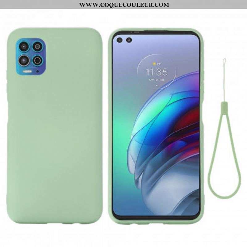 Coque Moto G100 Silicone Liquide avec Lanière