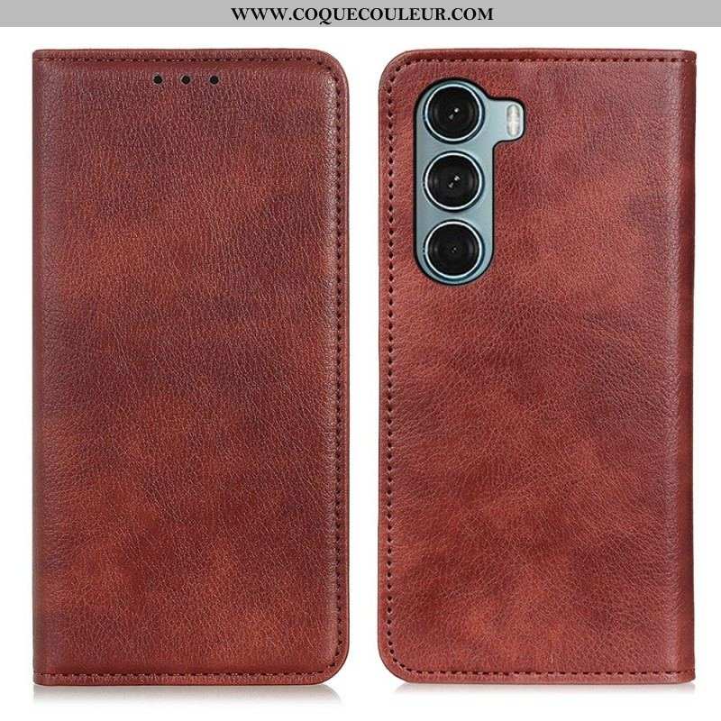 Flip Cover Moto G200 5G Cuir Litchi Fendu Texture