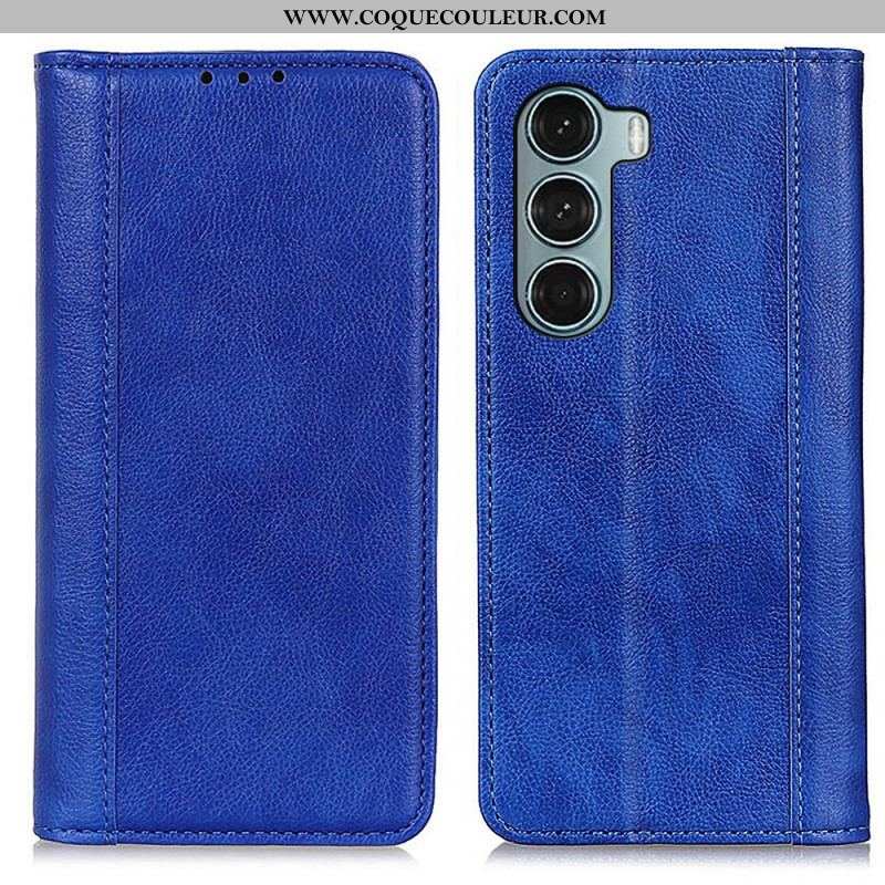 Flip Cover Moto G200 5G Version Cuir Litchi Fendu